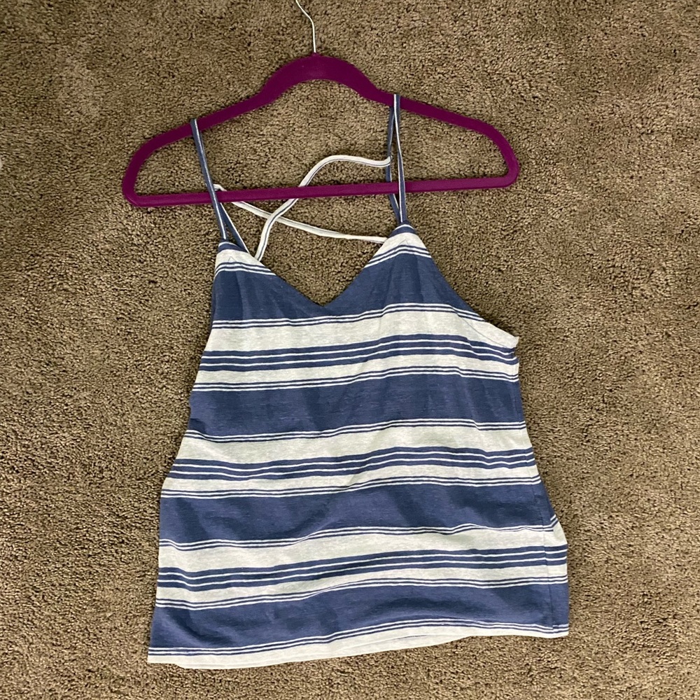 Blue and white stripped tank top